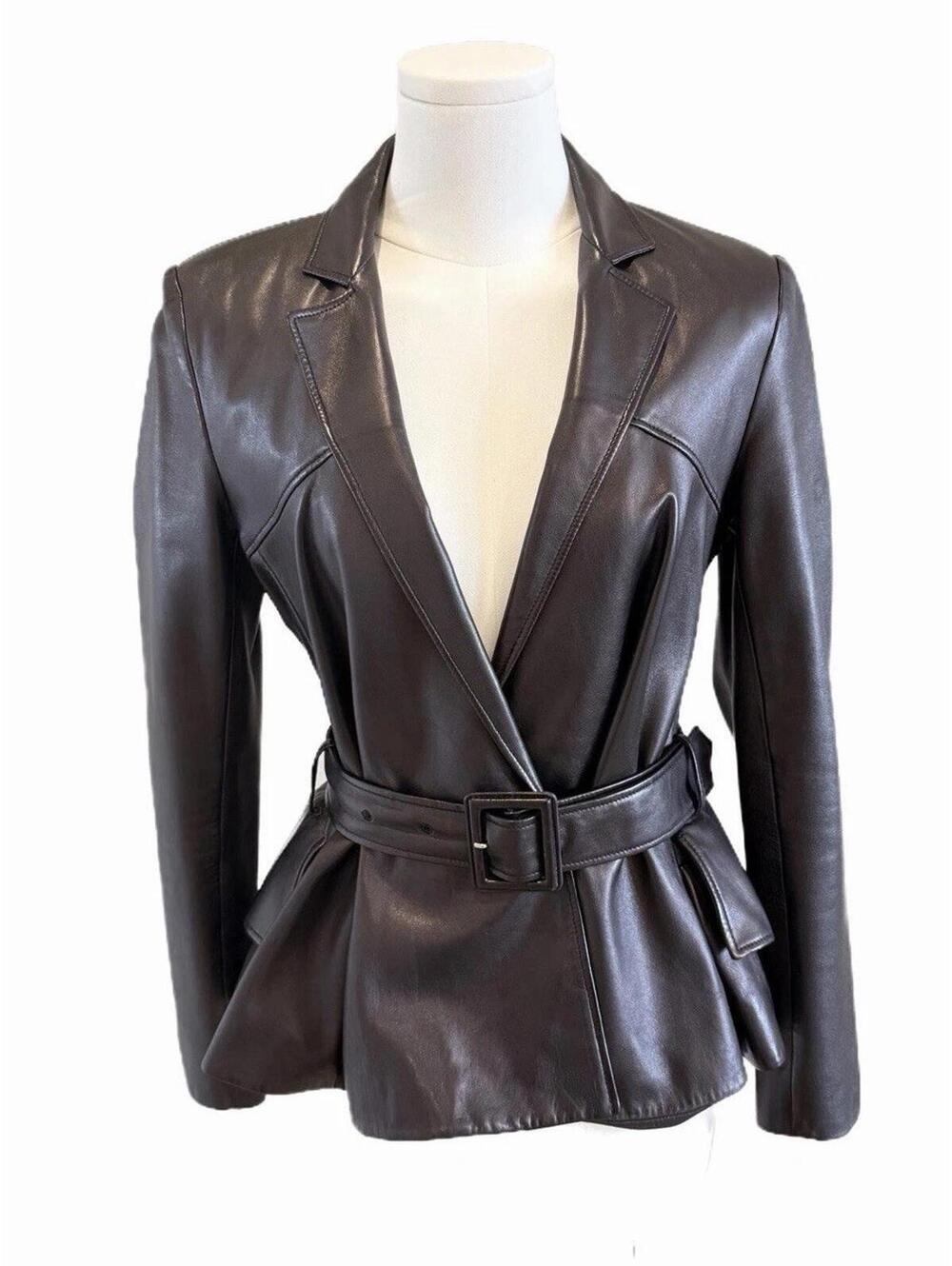 Christian Dior Black Leather Peplum Jacket, John Galliano Era, 38 Fr, US 6-8 EUC